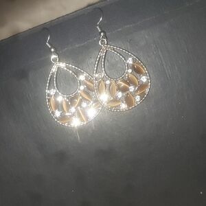Beautiful  Brown Stone sliver Earring's